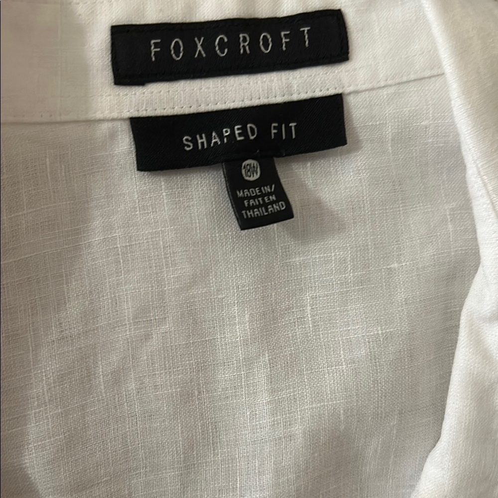 Fox Croft Size 18W 3/4 sleeve White linen Button-Up Blouse - Picture 3 of 10